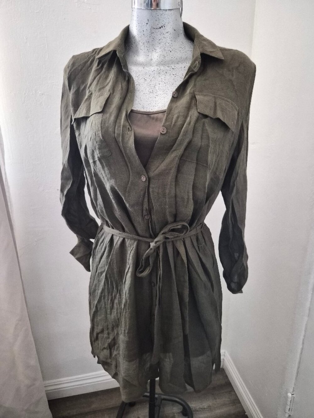 Charlotte Russe Olive Green Shirt Dress
